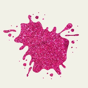 Pu&ograve; includere: Uno schizzo di glitter rosa acceso su uno sfondo color crema. Il glitter forma una forma irregolare dinamica, con piccole goccioline sparse attorno alla forma principale. L'effetto complessivo &egrave; accattivante e decorativo.