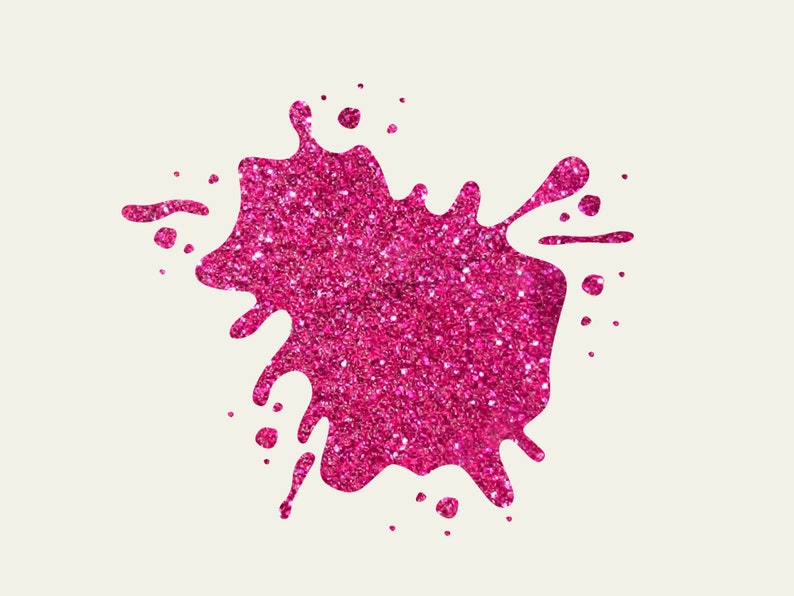 Pu&ograve; includere: Uno schizzo di glitter rosa acceso su uno sfondo color crema. Il glitter forma una forma irregolare dinamica, con piccole goccioline sparse attorno alla forma principale. L'effetto complessivo &egrave; accattivante e decorativo.