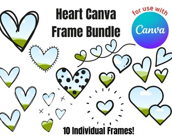 Canva Frame Bundle, Heart Canva Frame, Create your own heart png files, Add your own photo, Valentine Canva template, Valentines Day hearts