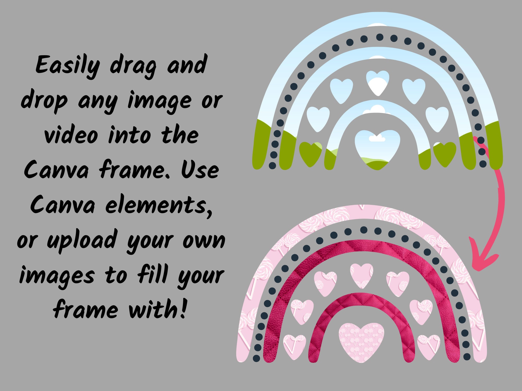 Drag and Drop Photo Canva Template Boho Rainbow Canva Frame - Etsy