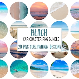 Beach Car Coaster PNG, background sublimation file, Keychain png sublimate, Boho Beachy car coaster designs, Beach waves PNG background
