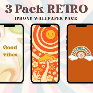 Retro IPhone Wallpaper, Groovy Phone Wallpaper, 3 Pack of neutral Cell Phone Wallpaper, Inspirational Quotes, iPhone Wallpapers retro print