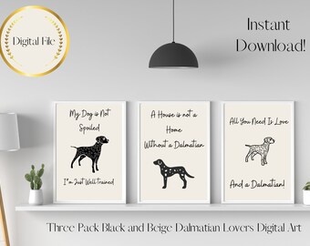 Arte digital PDF para perros, decoración del hogar dálmata, descarga digital instantánea, arte de pared imprimible, decoración minimalista del hogar, arte de pared con citas divertidas para perros