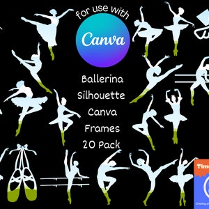 Canva Frame bundle, Ballerina clipart, Canva Frame template, Drag and drop photo, Commercial use, Ballet PNG, Canva template frame