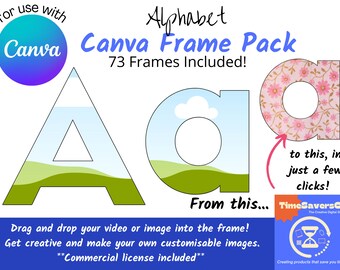 Fill your own letters on CANVA, Drag and drop photo Canva template, Commercial use included, Drag and drop photo Print your own alphabet