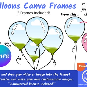 Ballon Benutzerdefinierte Cliparts Voll editierbar, 2er-Pack Geburtstag Ballons Canva Vorlage, Ballon png sublimieren DIY Design, kommerzielle Nutzung inbegriffen