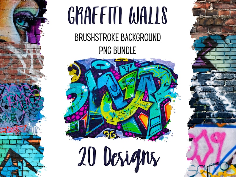 Graffiti wallBackground PNG bundle, brick wall background sublimation file, background clipart, brushstroke background bundle, Graffiti png image 1