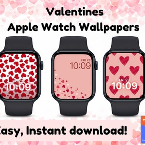 Carta da parati Heart Watch, carta da parati di San Valentino, quadrante Apple Watch, sfondo orologio rosa, design del quadrante Apple Watch cuore, accessori Apple Watch