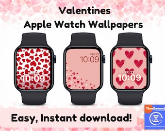 Fondo de pantalla del reloj del corazón, Fondo de pantalla de San Valentín, Esfera del reloj de Apple, Fondo de reloj rosa, Diseño de la esfera del reloj de Apple del corazón, Accesorios del reloj de Apple