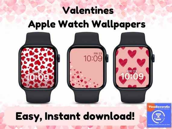 Heart Watch Wallpaper, Valentines Wallpaper, Apple Watch Face, Pink Watch Background, Heart Apple Watch Face Design, Apple Watch Accessories