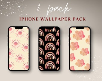 Rose Gold Boho Apple Iphone Wallpapers 3 Pack Of Cell Phone Etsy