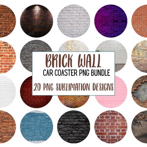 Brick wall Coaster PNG, background sublimation file, Wall Keychain png sublimate, Brick wall car coaster designs, wall PNG background