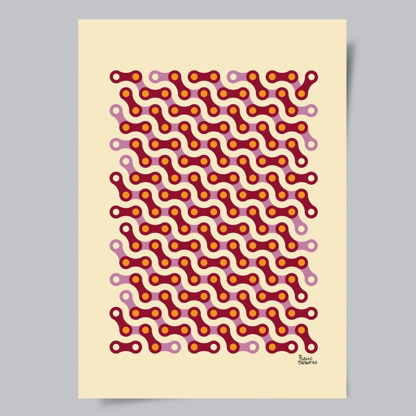 Poster Bike Chain Composition 165L : Cycling Print Art - Gift for 