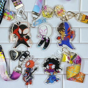 ARACHNID ONESIES Wrist Lanyard Keychain Double-sided Acrylic Charm multiverse heroes in pajama
