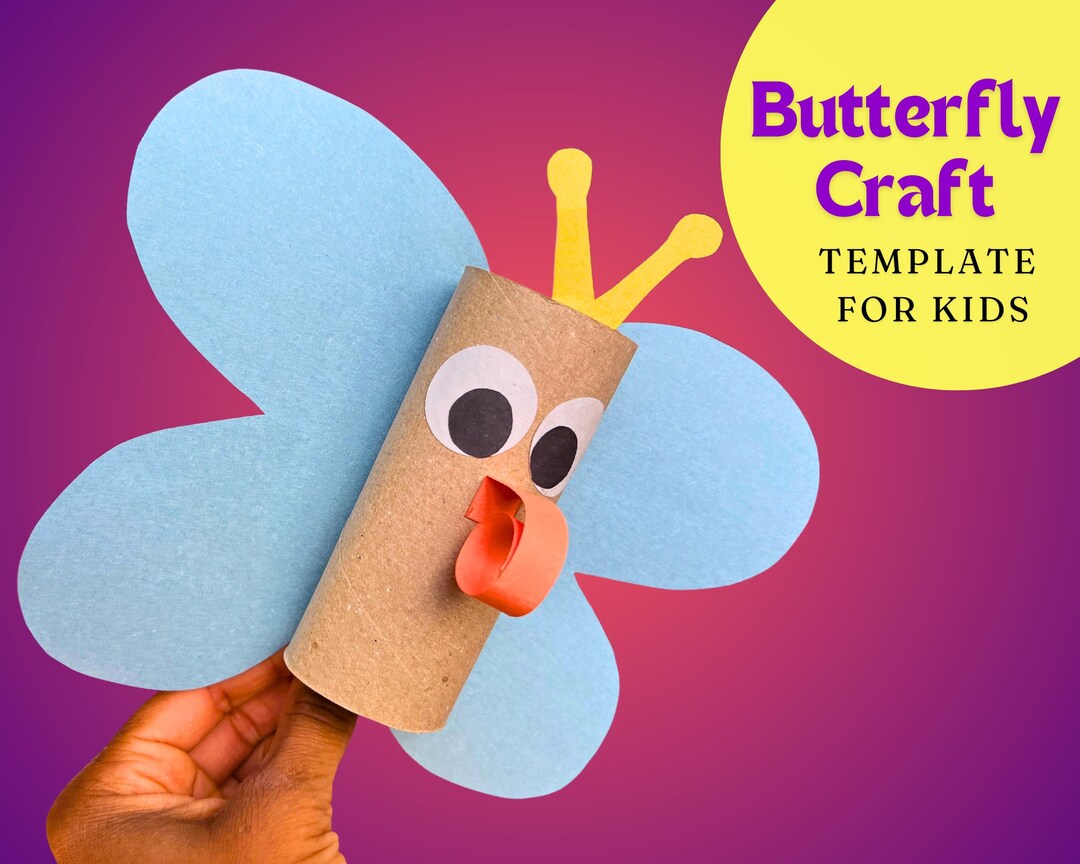 Butterfly Craft Template, Tissue Roll Craft, Crafts for Kids, Recycle