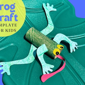 Modello di rana, rana con rotolo di fazzoletti di carta, artigianato con rotolo di fazzoletti di carta per bambini, artigianato di riciclo per bambini, download immediato, PDF, gioco di riciclo