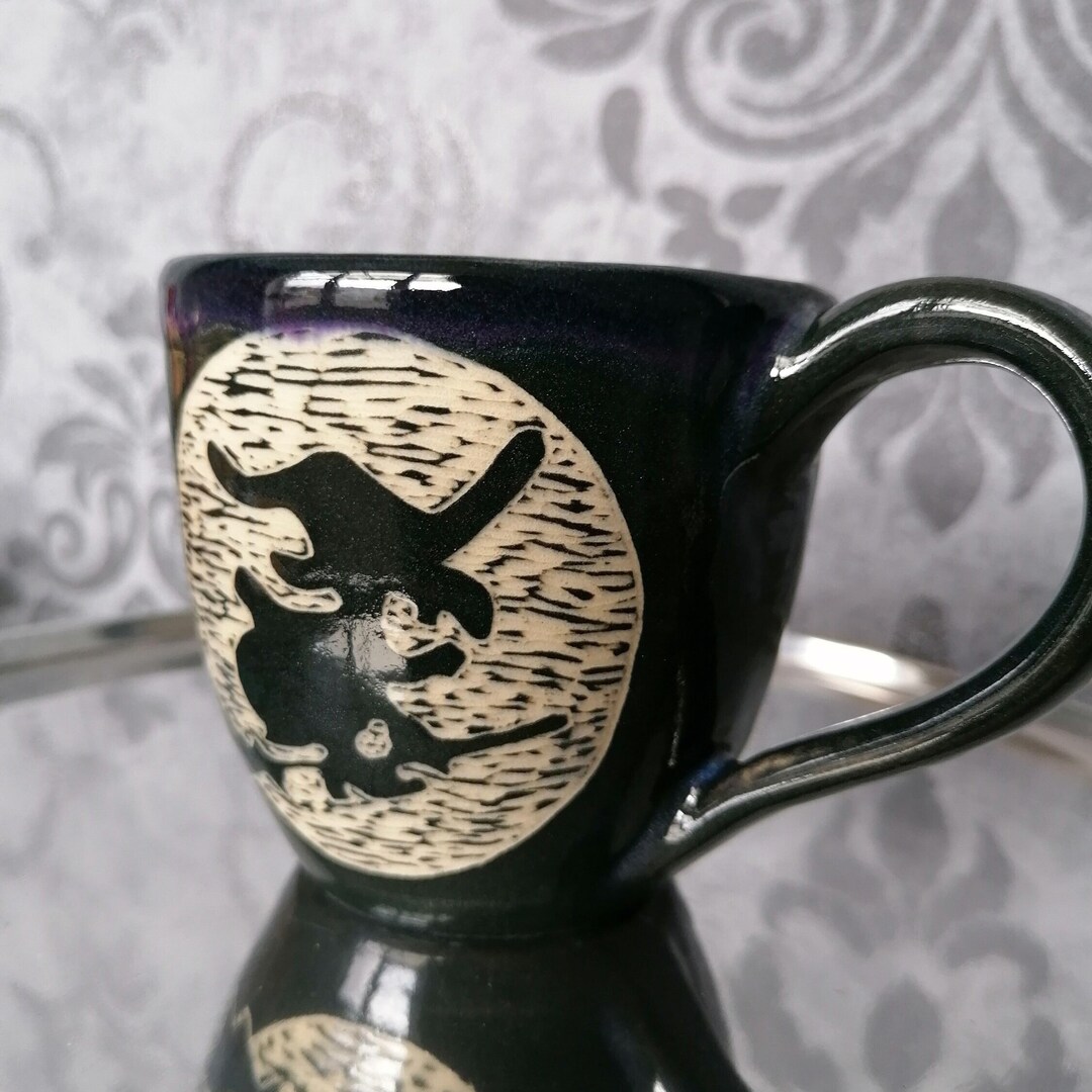 Personalisierte Gothic Tasse Mit Katze, Rosen & Totenkopf – 330 Ml Keramiktasse Für Metal-Fans, Spülmaschinenfest