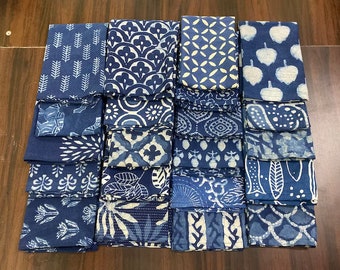 100 Pack Indigo Blue Napkins, 100% Cotton Cloth Napkins Set , Washable Napkins Block Printed Table Decor Wedding Napkins