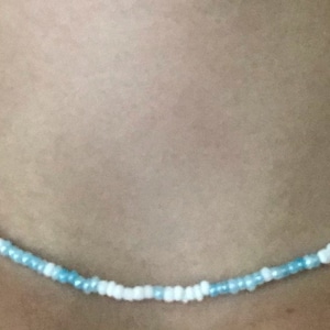 Blue and white beaded necklace. Seed bead necklace. Light blue an white!