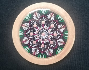 Red - Mandala Art Handpainted Wooden Coasters (Set of 6) 06 main image 1