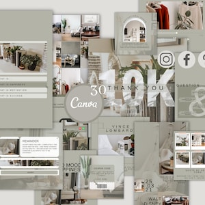 Green Instagram Canva Templates|  Facebook Post Templates Canva| Instagram Business Growth | Instagram Branding| Instagram Marketing| Canva