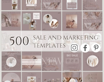 500 Instagram Post & Story Templates | Canva Social Media Branding Bundle (Digital Download)