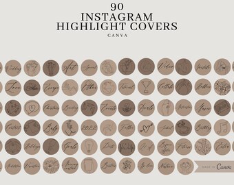 90 Instagram Highlight Covers| Aesthetic Covers for Instagram| Words Instagram Icons| Brown Icons for Instagram| Text Instagram Story Covers