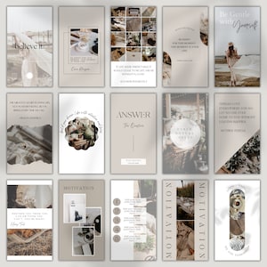 Social-Media-Manager Beige Minimalistische Instagram-Story-Vorlagen Social-Media-Branding Canva-Kit (Canva) CANVA-VORLAGE