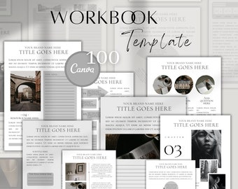 Canva-werkmapsjabloon | Witte elementaire werkmapsjablonen | Coachingwerkboekkit | Canva Journal Magazine Werkboek E-boeksjabloonpakket