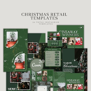 Instagram Christmas Template for Canva| Winter Holiday Sale Engagement Templates| Green Instagram Christmas Post and Story Template Flyer