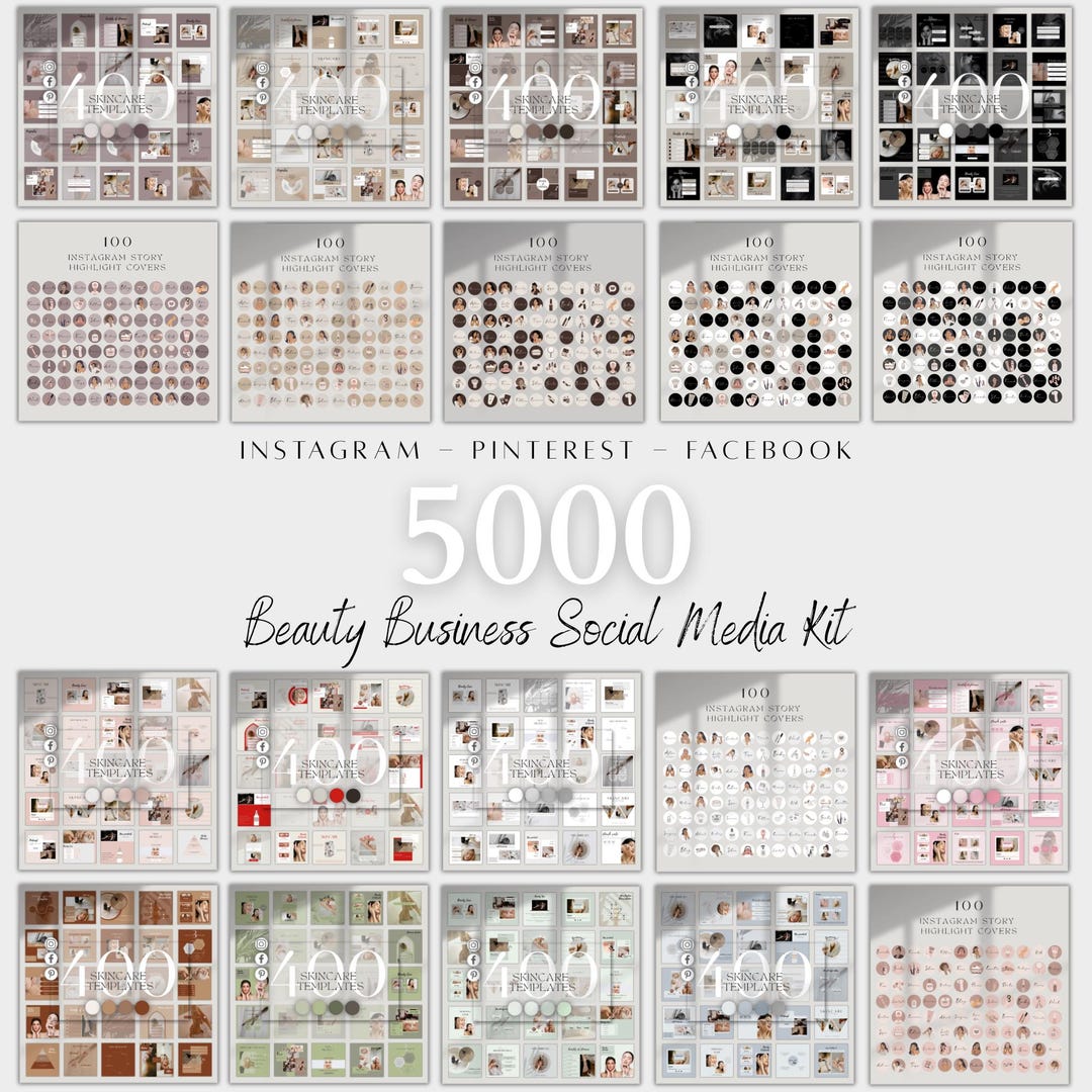 5000 Beauty Social Media Templates | Canva Branding Kit for Salons ...