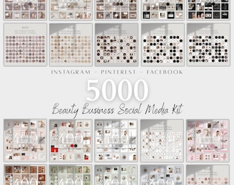 Salon Social Media Templates Bundle Beauty Branding Kit Esthetician Lash Nail Posts, Canva CANVA TEMPLATE