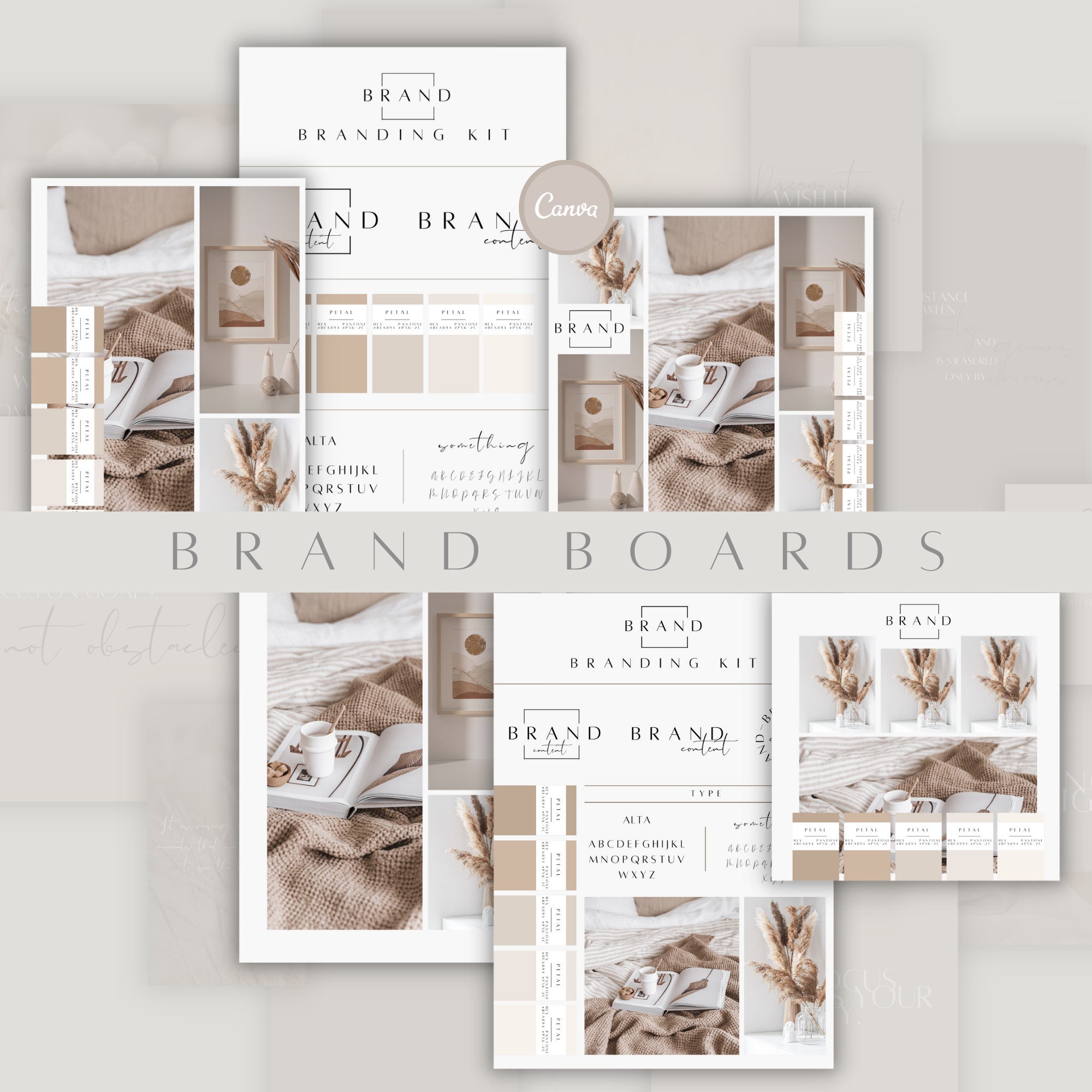 Canva Brand Kit Template Nude Brand Board Templates Boho | Etsy