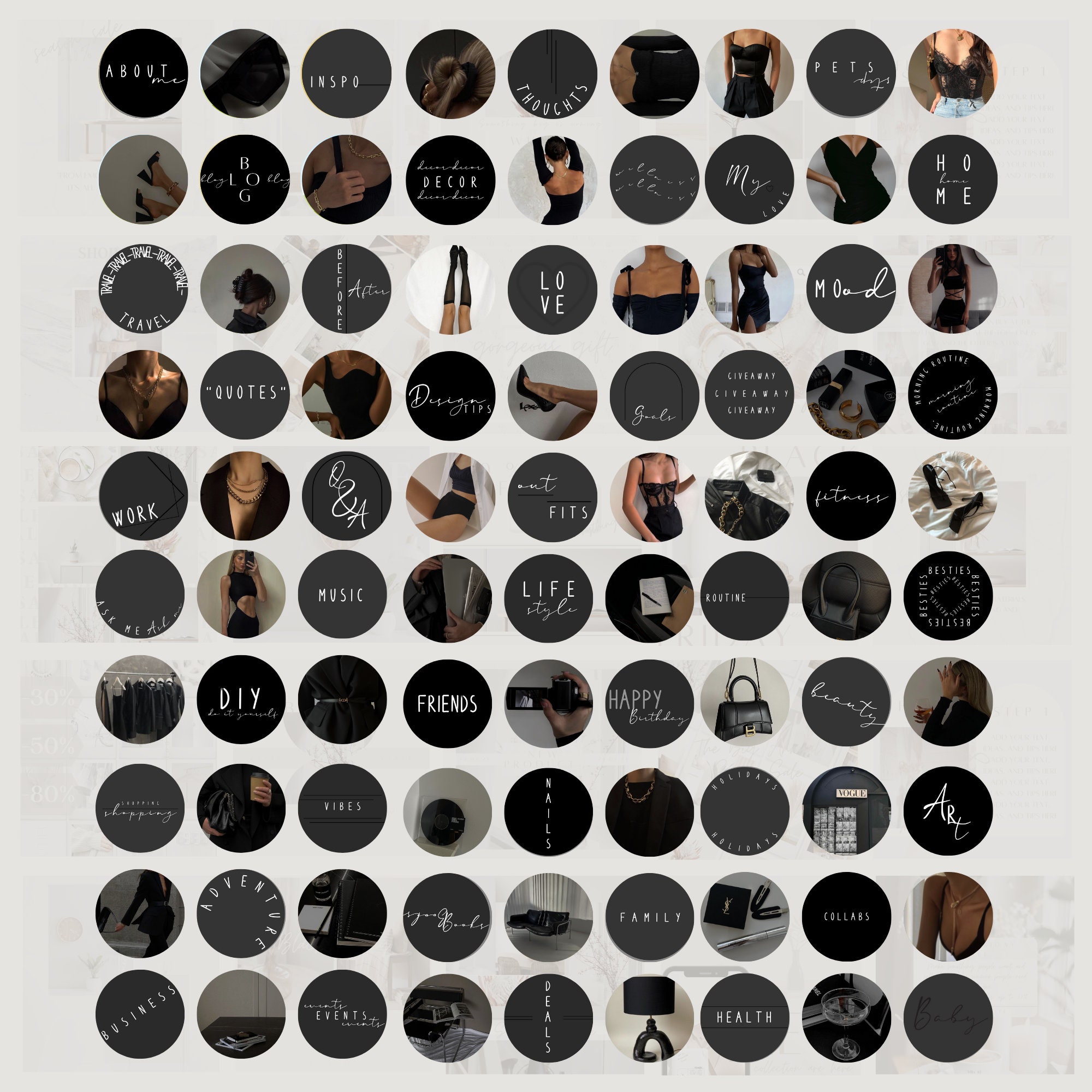90 Minimalist Black Instagram Story Highlight Covers Black - Etsy