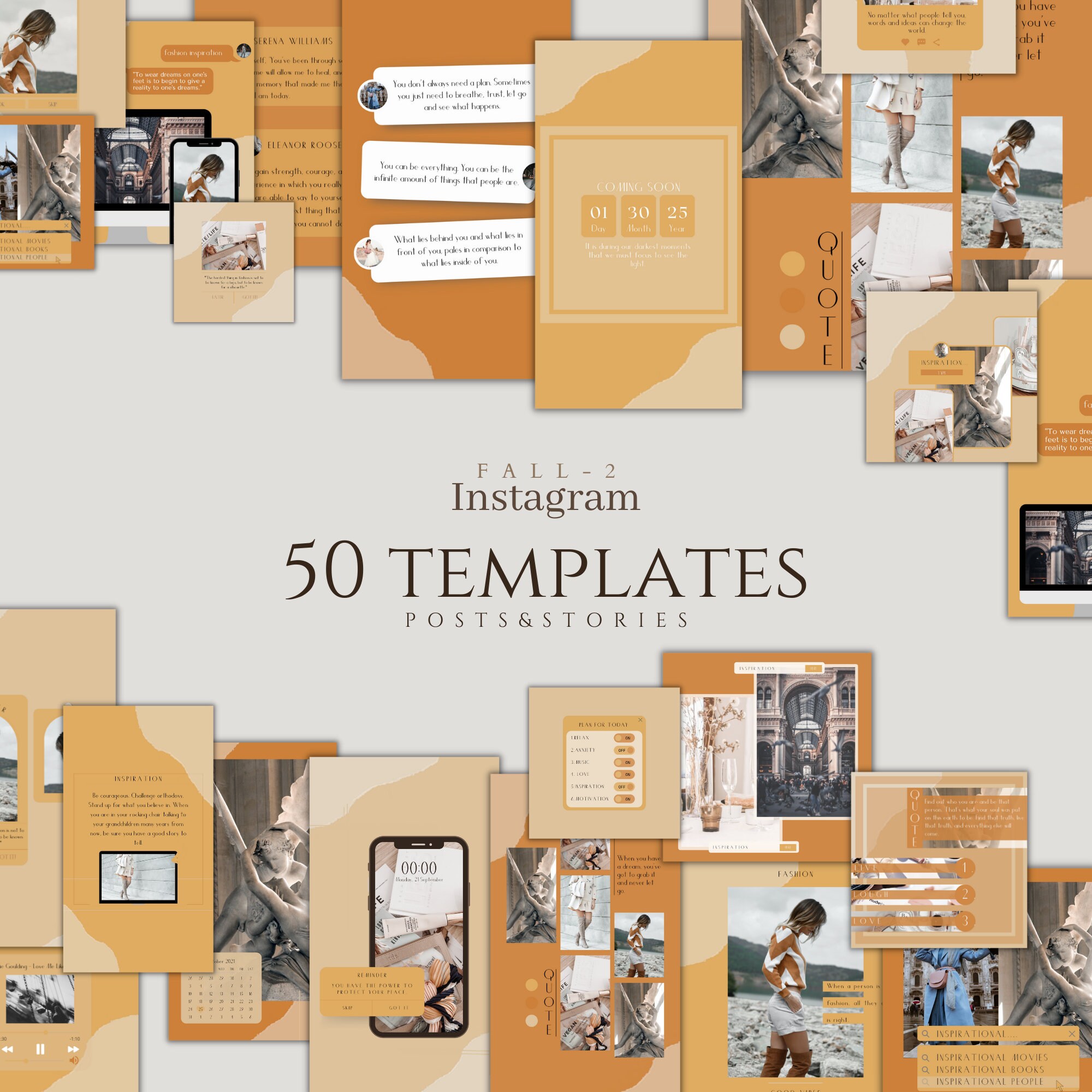 Yellow and Orange Instagram Templates Canva Social Media Etsy