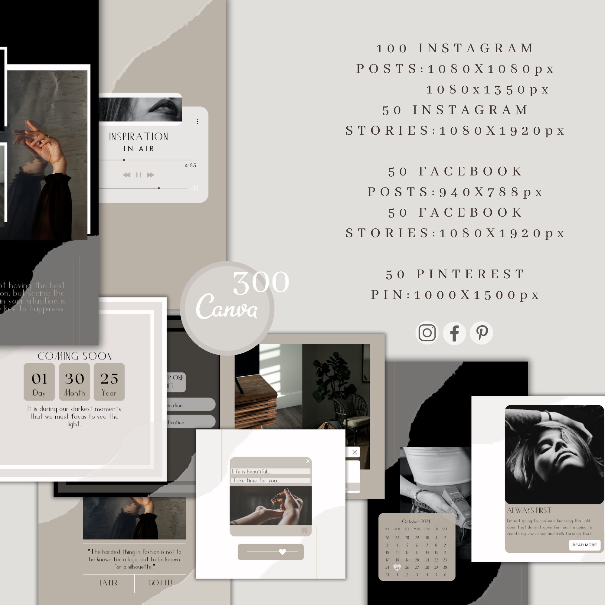 Canva Social Media Templates | Instagram Template Bundle | Instagram ...