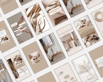 Social Media Manager 120 Boho Canva Instagram Templates Beige Feed Nude Social Media Bundle CANVA TEMPLATE