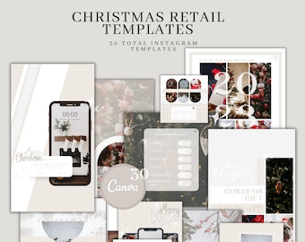 White Instagram Christmas Holiday Sale Templates| Canva Product Marketing Templates| Instagram Post and Story Business Templates| New Year