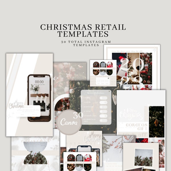 White Instagram Christmas Holiday Sale Templates| Canva Produktmarketing Vorlagen| Instagram Post und Story Business Templates| Neujahr