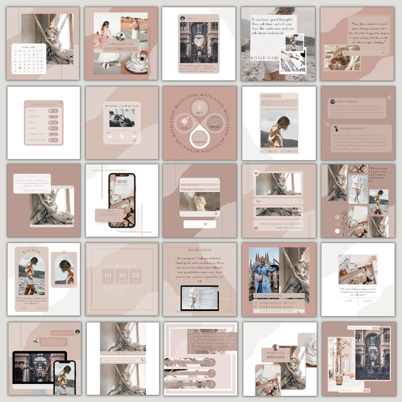 Dusty Pink Instagram Post Templates Canva Templates Social - Etsy