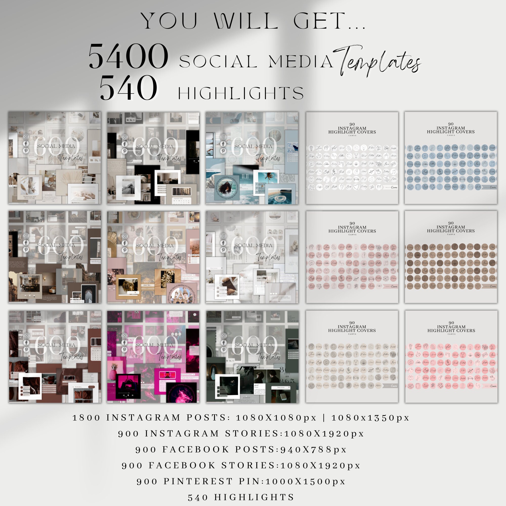 Canva Instagram Template Bundle: Social Media Posts & Stories (CANVA ...