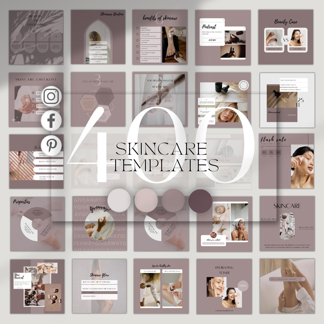 Skincare Instagram Canva Templates: Beauty Social Media Post Bundle - Etsy