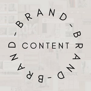 May include: A black and white graphic design with the text "BRAND - CONTENT - BRAND" in a circle.