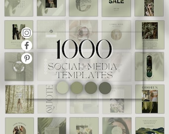 1000 Social Media Templates, Instagram Facebook Pinterest Canva Branding Kit