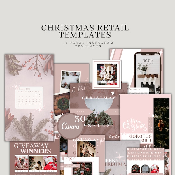 Pink Instagram Retail Christmas Templates| Holiday Shopping Post| Black Friday Canva Templates| Editable Retail Social Media Templates