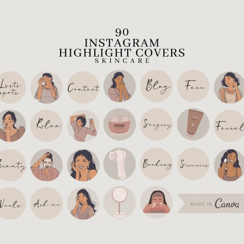90 Bright Pink Instagram Highlight Icons Girl Skincare - Etsy