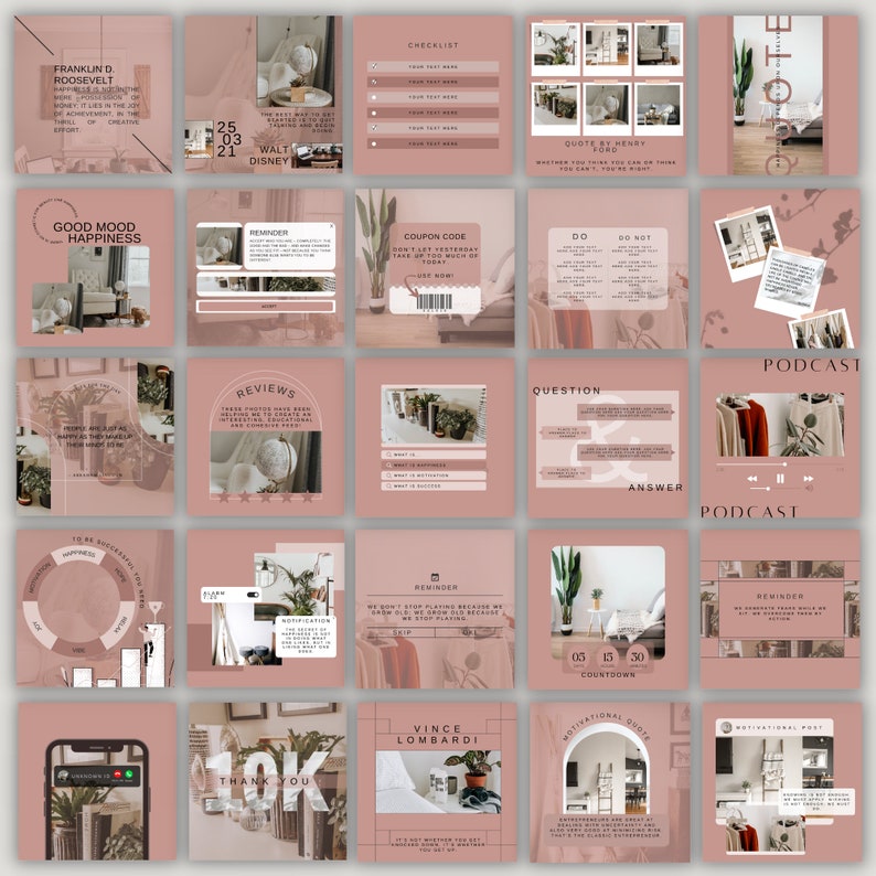 Pink Business Instagram Canva Templates Bundle image 2