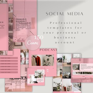 Pink Instagram Templates Canva, Social Media Branding Kit, Girl Boss Beauty Business Facebook Pinterest image 4