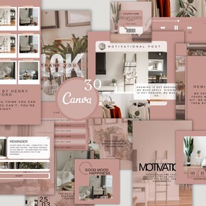May include: A collage of images with a pink and brown color scheme. The images include a reminder note, a motivational quote, a thank you message, and a good mood happiness message. The text in the images includes "Thank You", "30 Canva", "Good Mood Happiness", "Motivational Post", "Knowing is not enough", "We must apply", "Wishing is not enough", "We must do", "Reminder", "Accept who you are", "Completely", "The good and the bad", "And make changes", "As you see fit", "Not because you think", "Someone else wants you to be different", "The best way", "Started talking", "People are just as happy", "As they make up their minds to be", "Motivational", "People who are crazy enough to think they can change the world", "Are the ones who do", "05 15 Countdown".