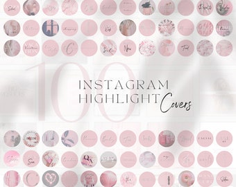 May include: 100 pink and white circle Instagram highlight covers with text such as "New", "Sale", "Decor", "Baby", "Home", "Mani", "Ask", "Policy", "Tips", and "Relax".